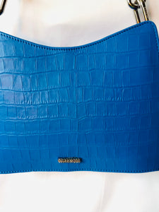 *Syreni Leather Shoulder Bag COBALT BLU/SIL