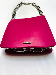 *Ducissa Leather Shoulder Bag MAGENTA PINK/SIL