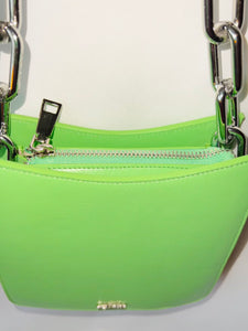 *Ducissa Leather Shoulder Bag MANTIS GREEN/SIL