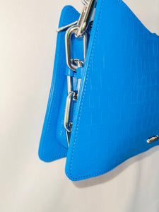 *Syreni Leather Shoulder Bag COBALT BLU/SIL