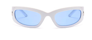 Castor Rectangle Sunglasses Ice White /BLU
